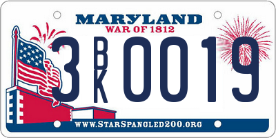 MD license plate 3BK0019