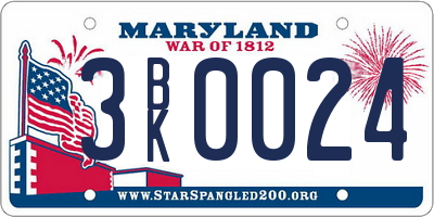 MD license plate 3BK0024
