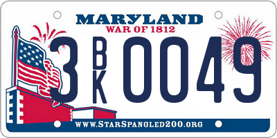 MD license plate 3BK0049