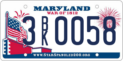 MD license plate 3BK0058