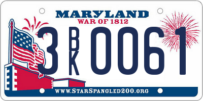 MD license plate 3BK0061