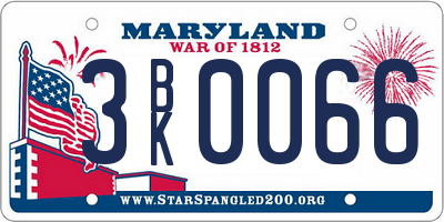 MD license plate 3BK0066