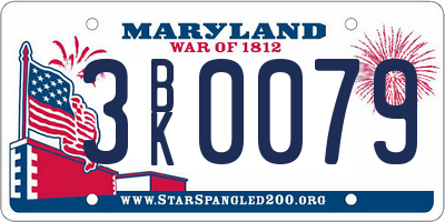 MD license plate 3BK0079