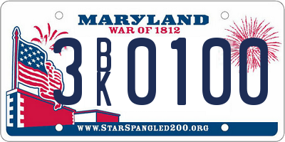 MD license plate 3BK0100