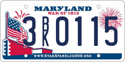 MD license plate 3BK0115