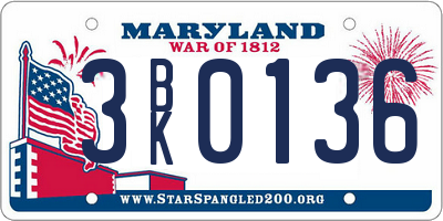 MD license plate 3BK0136