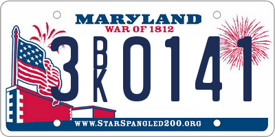 MD license plate 3BK0141