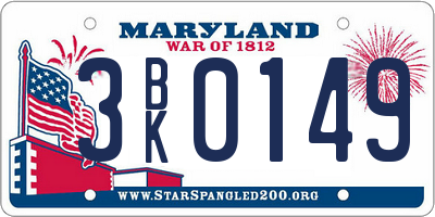MD license plate 3BK0149