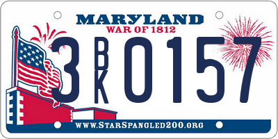 MD license plate 3BK0157