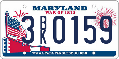 MD license plate 3BK0159