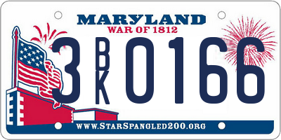 MD license plate 3BK0166