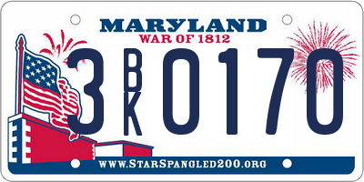 MD license plate 3BK0170