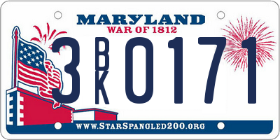 MD license plate 3BK0171