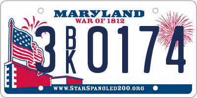 MD license plate 3BK0174