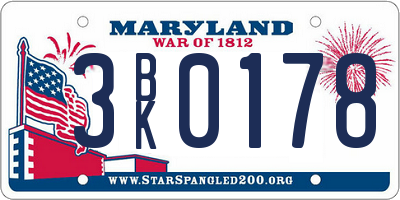 MD license plate 3BK0178
