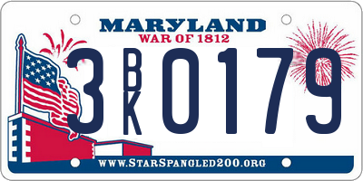 MD license plate 3BK0179