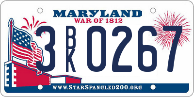 MD license plate 3BK0267