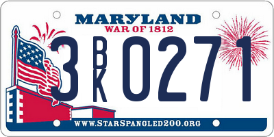 MD license plate 3BK0271