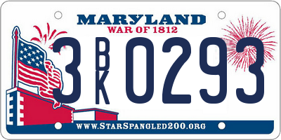 MD license plate 3BK0293