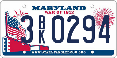 MD license plate 3BK0294