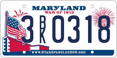 MD license plate 3BK0318