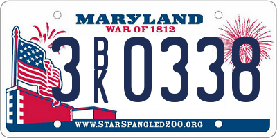 MD license plate 3BK0338