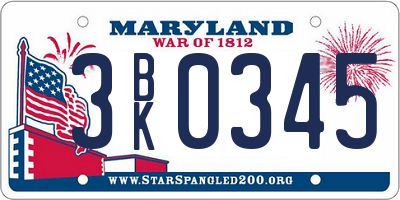 MD license plate 3BK0345