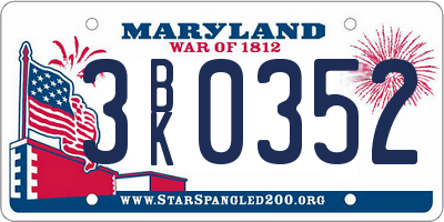 MD license plate 3BK0352