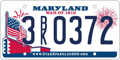 MD license plate 3BK0372