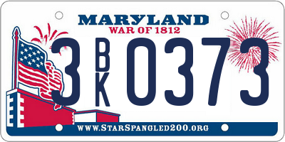 MD license plate 3BK0373