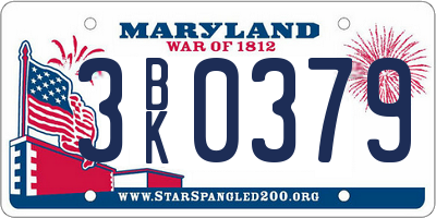 MD license plate 3BK0379
