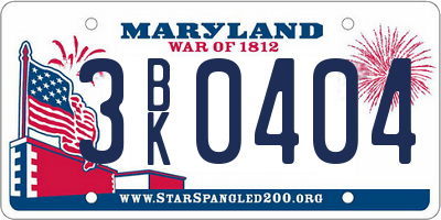 MD license plate 3BK0404