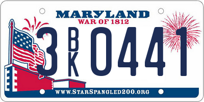 MD license plate 3BK0441