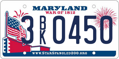 MD license plate 3BK0450