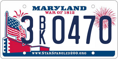 MD license plate 3BK0470