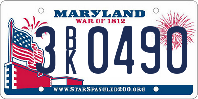 MD license plate 3BK0490