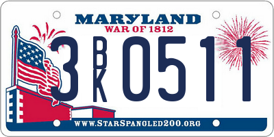 MD license plate 3BK0511