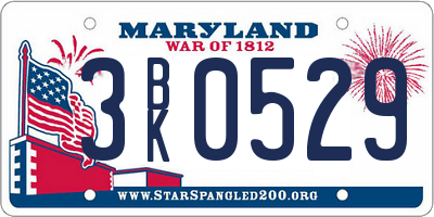 MD license plate 3BK0529