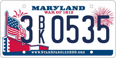 MD license plate 3BK0535