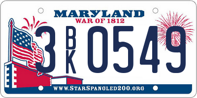 MD license plate 3BK0549