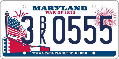 MD license plate 3BK0555