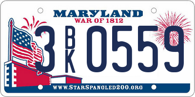 MD license plate 3BK0559