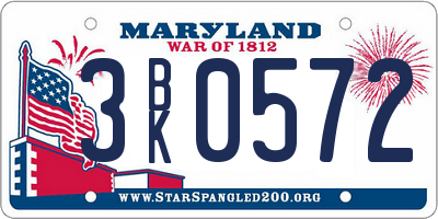 MD license plate 3BK0572