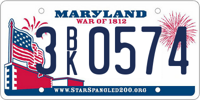 MD license plate 3BK0574