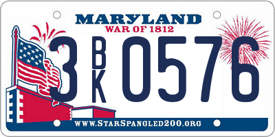MD license plate 3BK0576