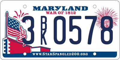 MD license plate 3BK0578