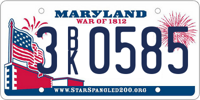 MD license plate 3BK0585