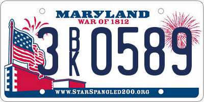 MD license plate 3BK0589
