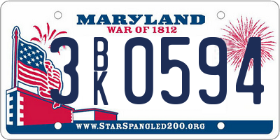 MD license plate 3BK0594
