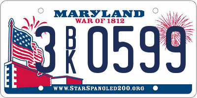 MD license plate 3BK0599